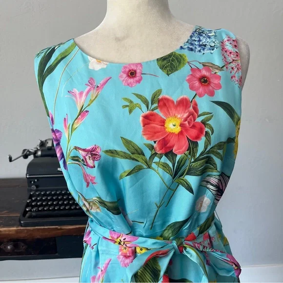 Talbots RSVP Occasion Collection Blue Floral Fit & Flare Dress - Size 12 - Picture 5 of 16